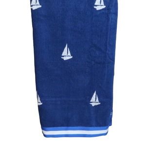 Lands End End Beach Towel Blue Sailboat Stripe 76x39"